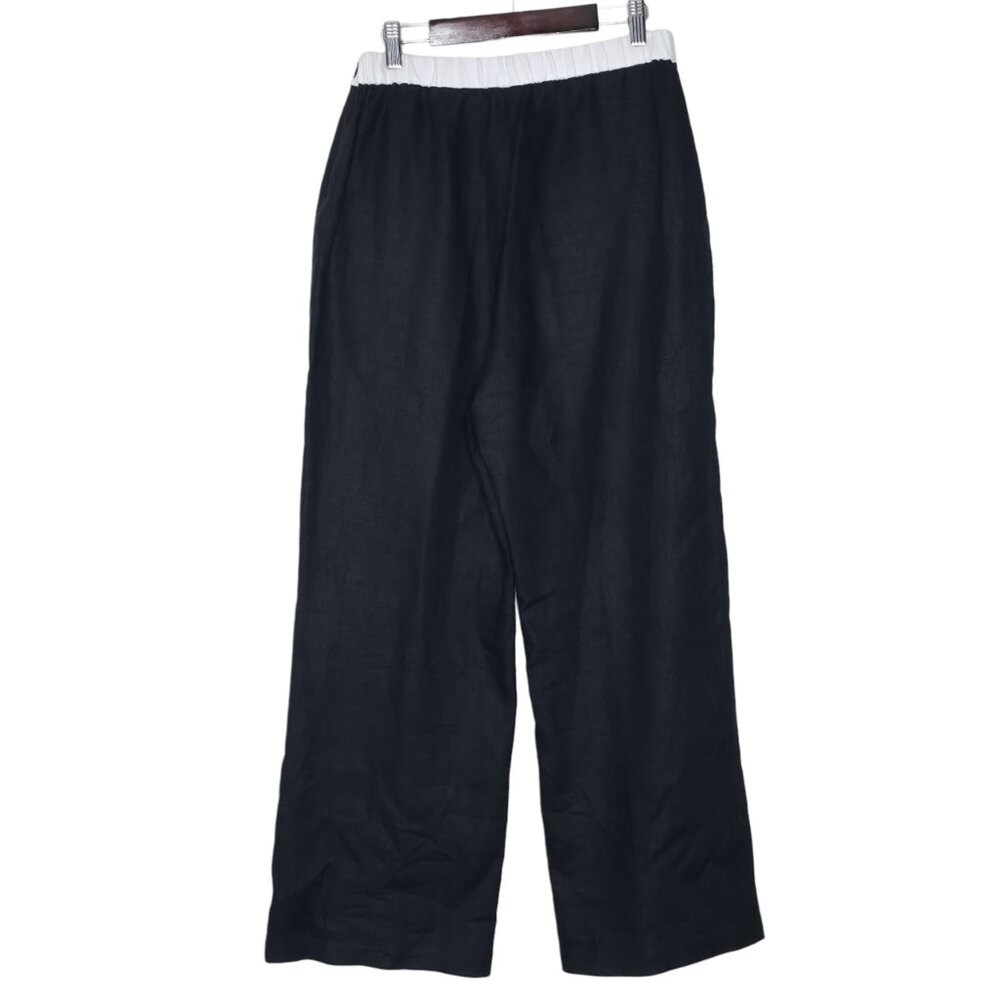 Reformation Alma‎ Set Black White Linen Two Piece Crop Top High Waisted Pants 8 - Picture 9 of 12